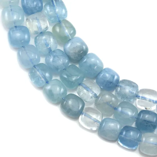 Aquamarine in blue, in square shape 6mm x 39cm