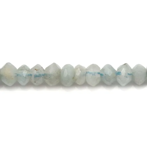 Aquamarine faceted rondelle 3x5mm x 10pcs