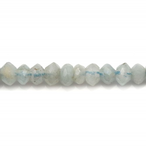 Água-marinha, redonda facetada, 3x5mm x 40cm
