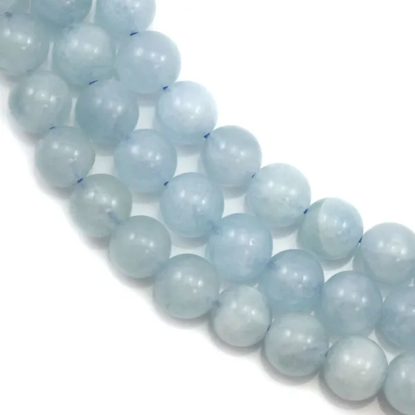 Aquamarin, rund, 6.5mm x 39cm