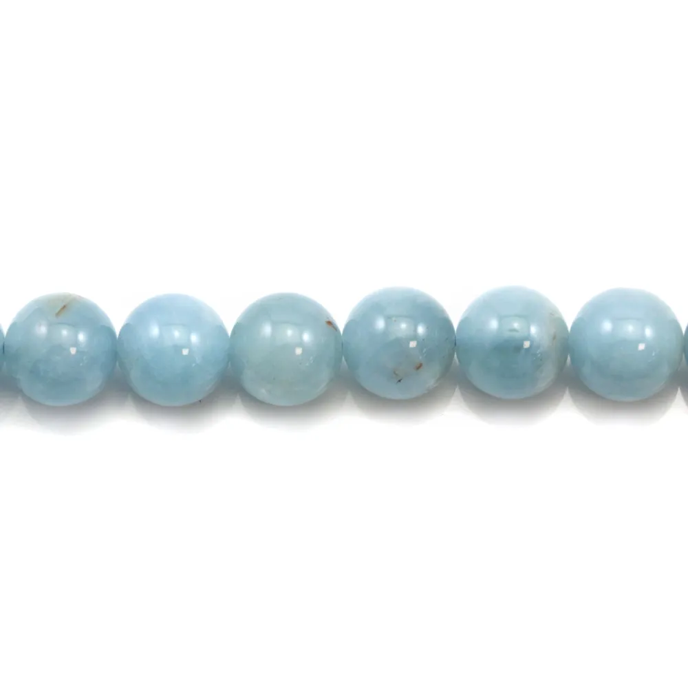 Aigue-Marine Rond 12mm x 2 perles