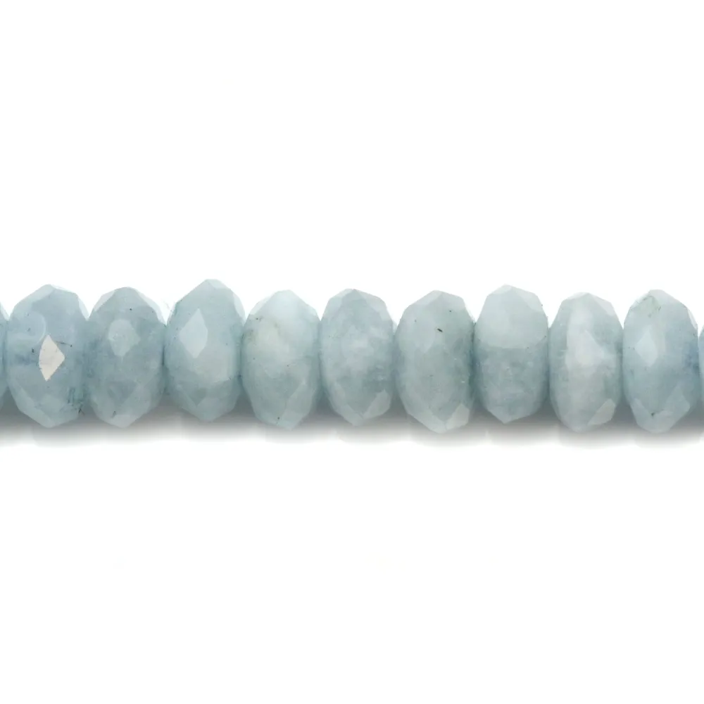 Aigue marine rondelle facette 4x6mm x 40cm