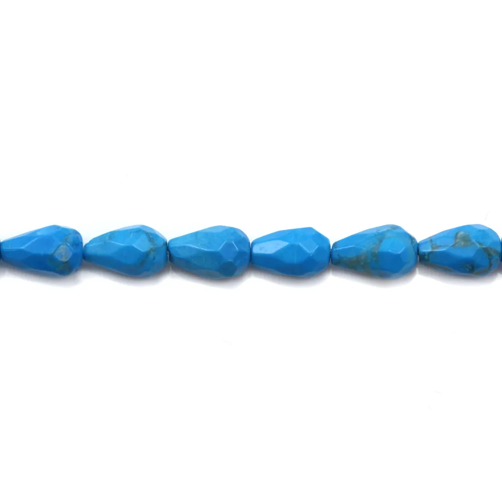 Turquoise reconstitué goutte facette 5x8mm x 40cm