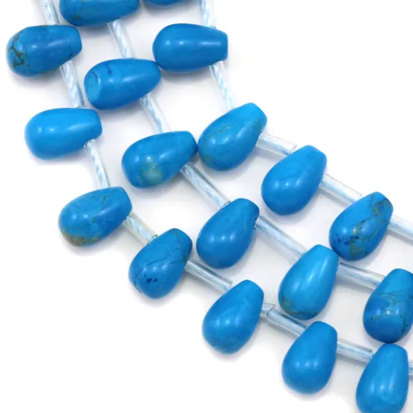 Turquoise reconstituted, in the shaped of a drop, measuring 6 * 9mm x 40cm