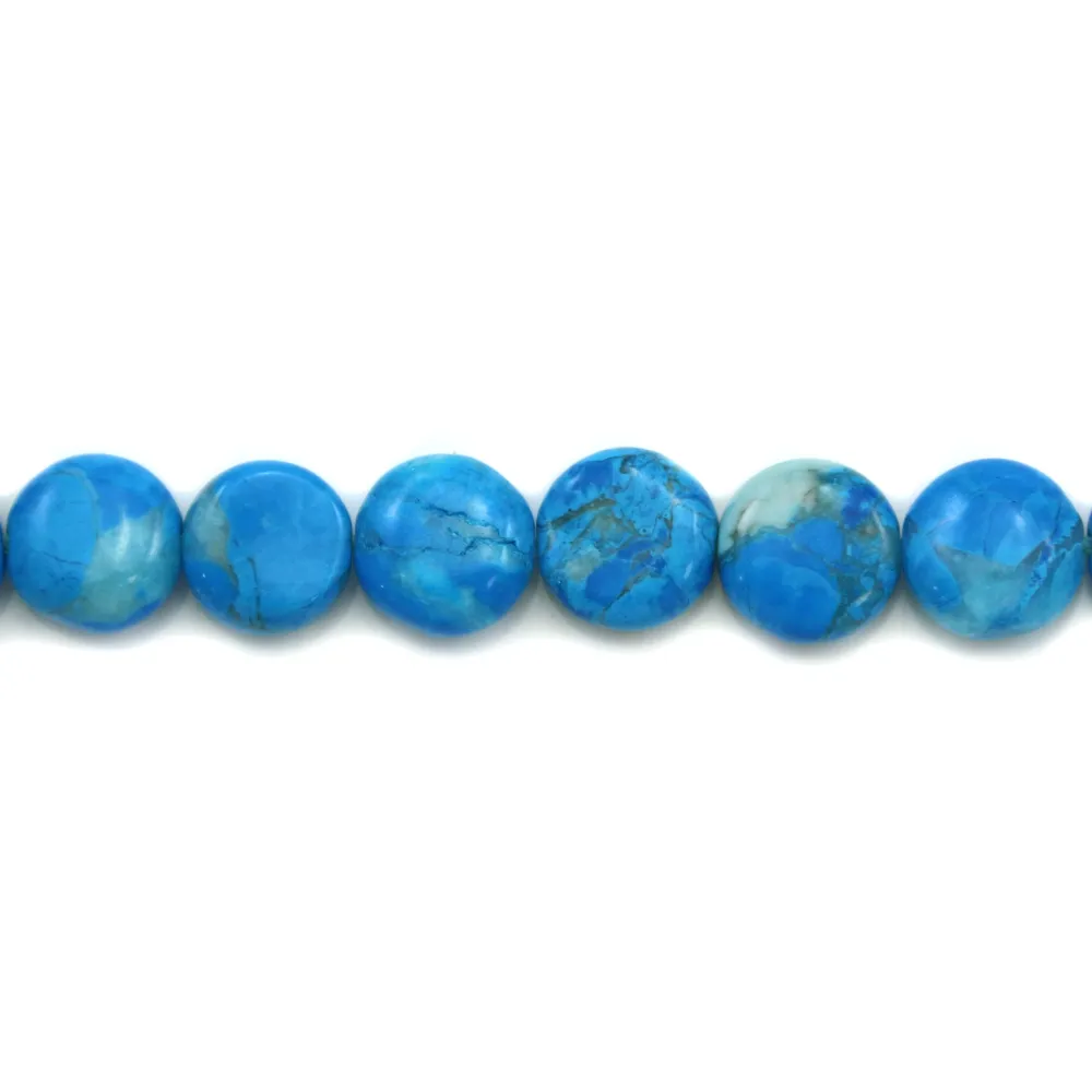 Reconstituted round flat turquoise 8mm x 40cm