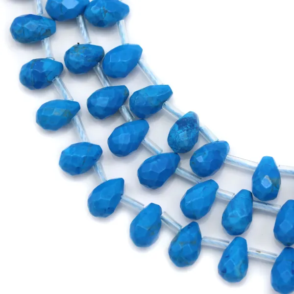 Turquoise reconstituted, in the shaped of a faceted drop 6 * 9mm, x 38cm