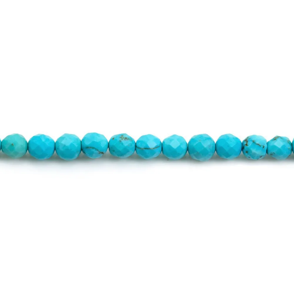 Turquoise reconstitué de forme ronde facetté, mesurant 4mm x 20pcs