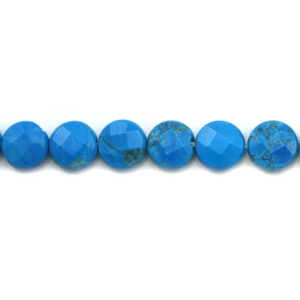 Turquoise reconstituée ronde plate facetté 8mm x 6pcs