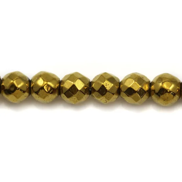 Hematite gilt round faceted 2mm x 10 pcs