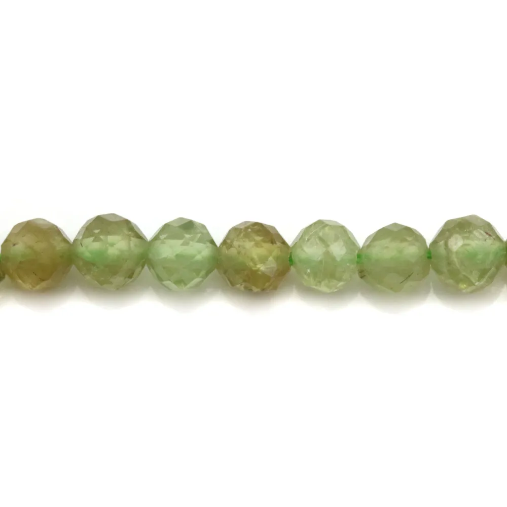 Grenat vert rond facette 5mm x 40cm