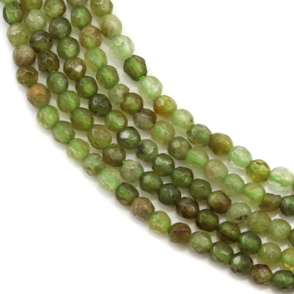 Grenat vert rond facetté 3mm x 40cm