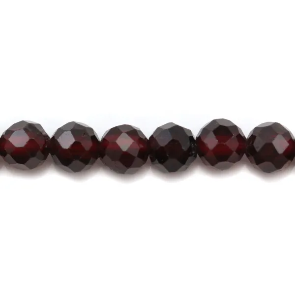 Grenat Rond Facette  4mm x 10pcs