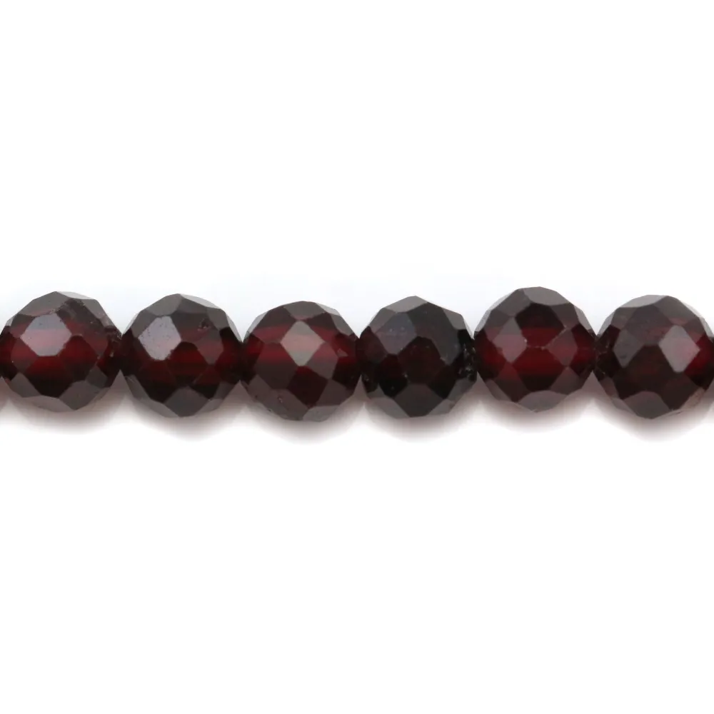 Grenat Rond Facette  4mm x 10pcs
