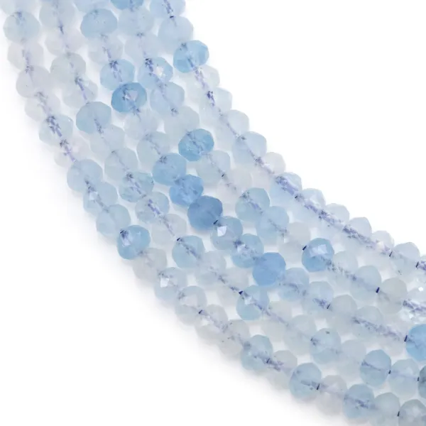 Facettierte Aquamarin-Rondelle 3x4mm - Qualität A x 39cm
