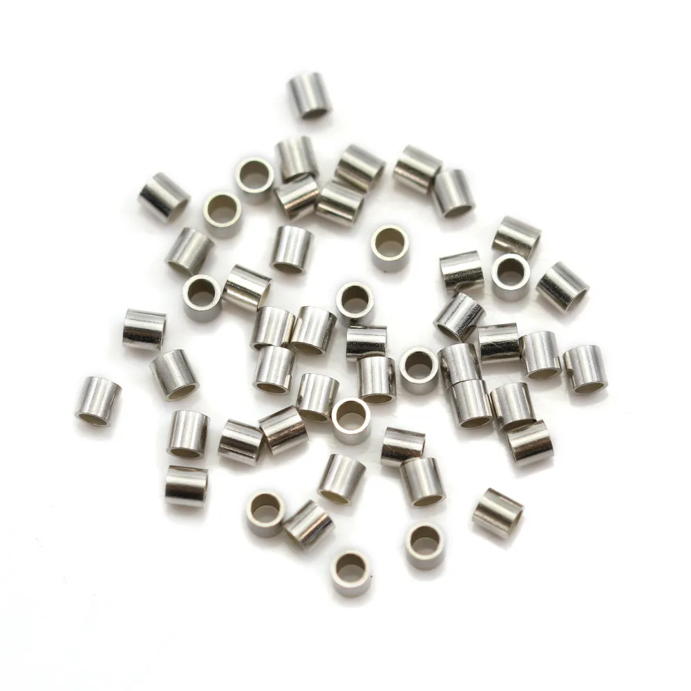 Rhodium 925 silver crimp tubes 2x2mm x 20pcs