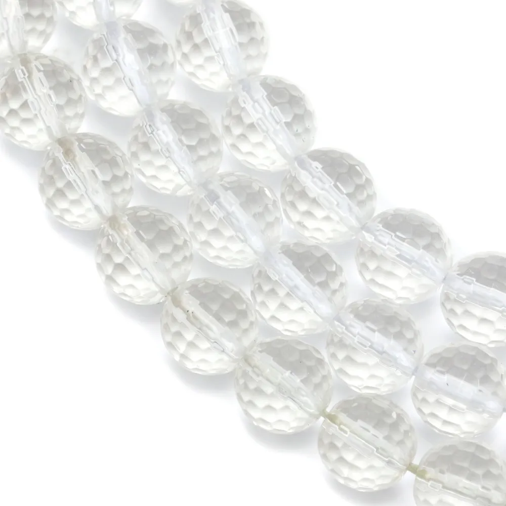 Cristal de roche Ronde Facette 10mm x 40cm