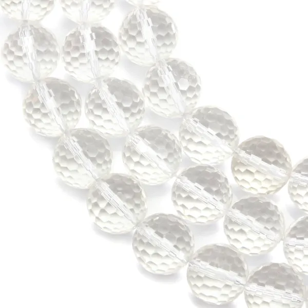 Cristal de roche Ronde Facette 14mm x 40cm