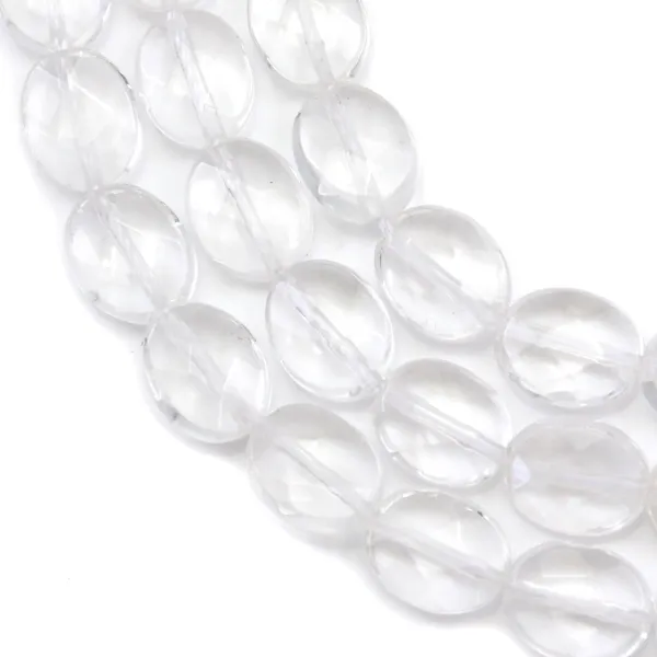 Cristal de roche Ovale Facette 10x14mm x 40cm