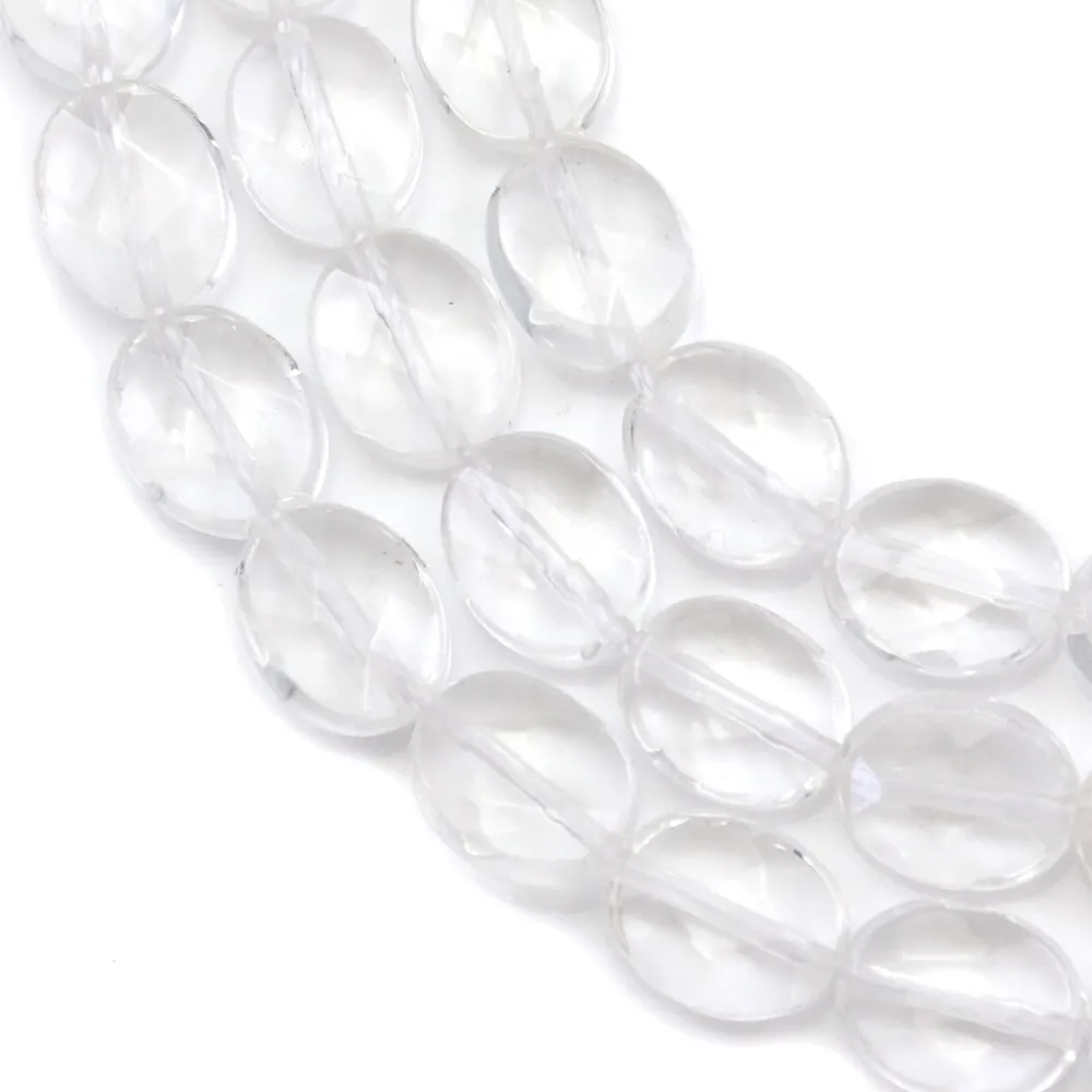 Cristal de roche Ovale Facette 10x14mm x 40cm