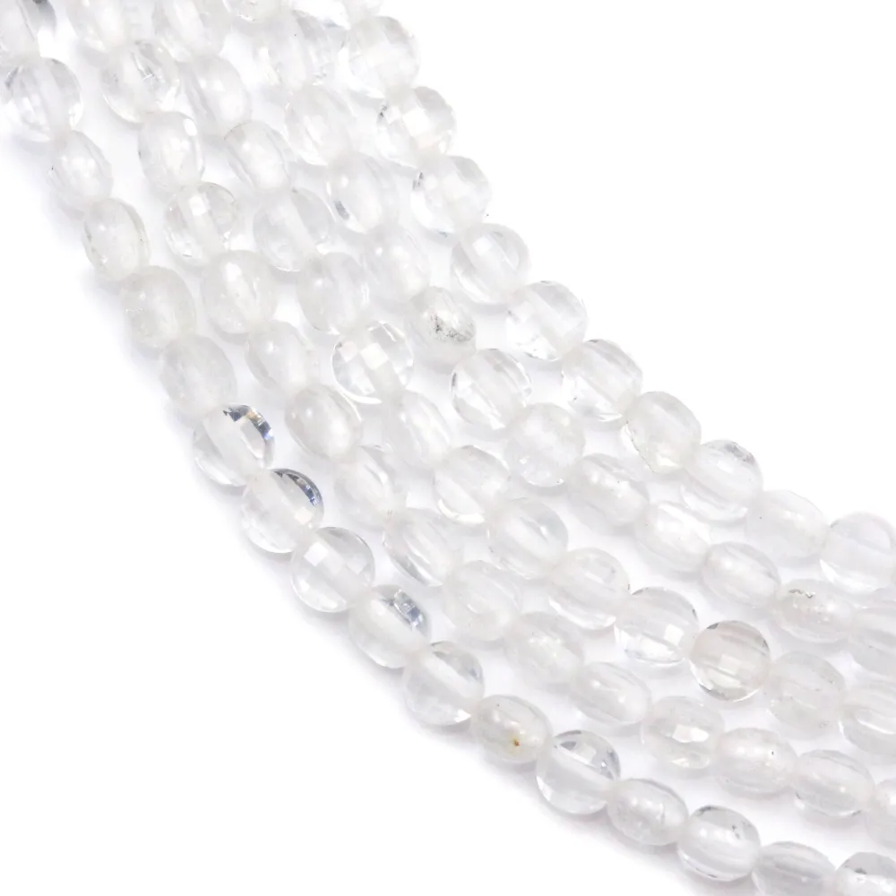 Cristal de roche rond plat facette 2mm x 40cm