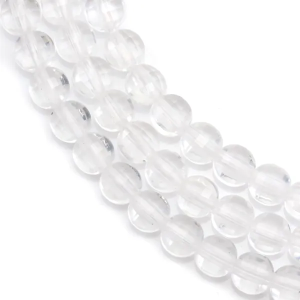 Cristal de roche transparent, de forme ronde plate facetté, 4.5mm x 38cm