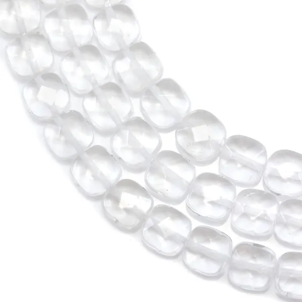 Square faceted rock crystal 8mm x 40cm