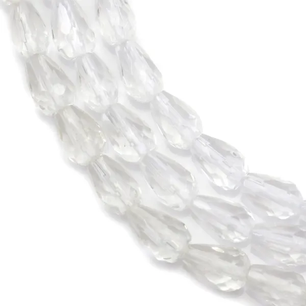 Rock Crystal Quartz Faceted Teardrop 6x9mm x 40cm