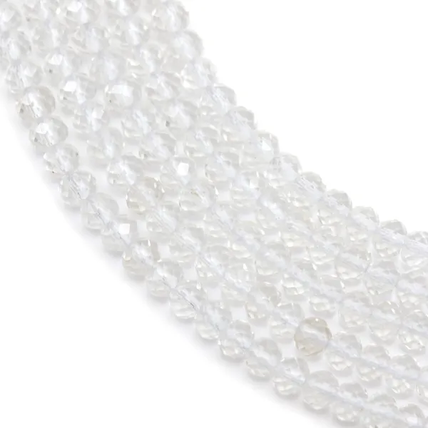 Rock crystal roundel faceted 2x3mm x 40cm