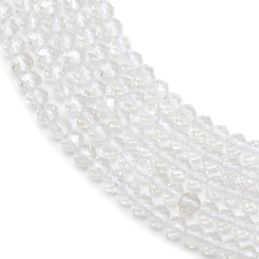 Cristal de roche rond plat facette 2mm x 40cm