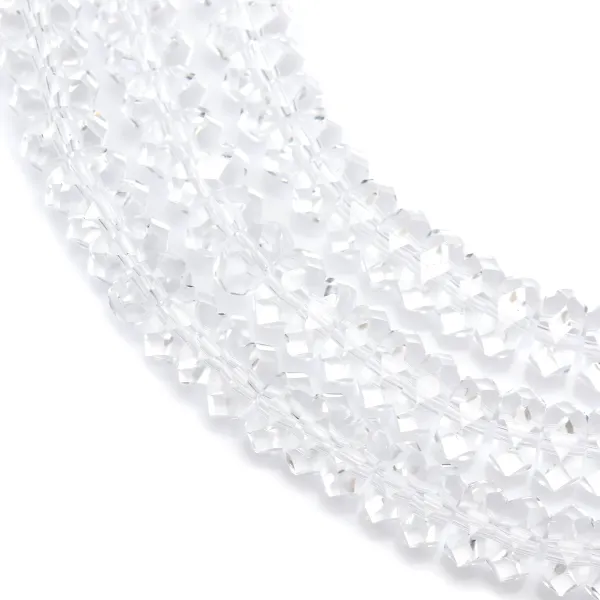 Cristal de roche rondelle facette 4x7mm x 40cm