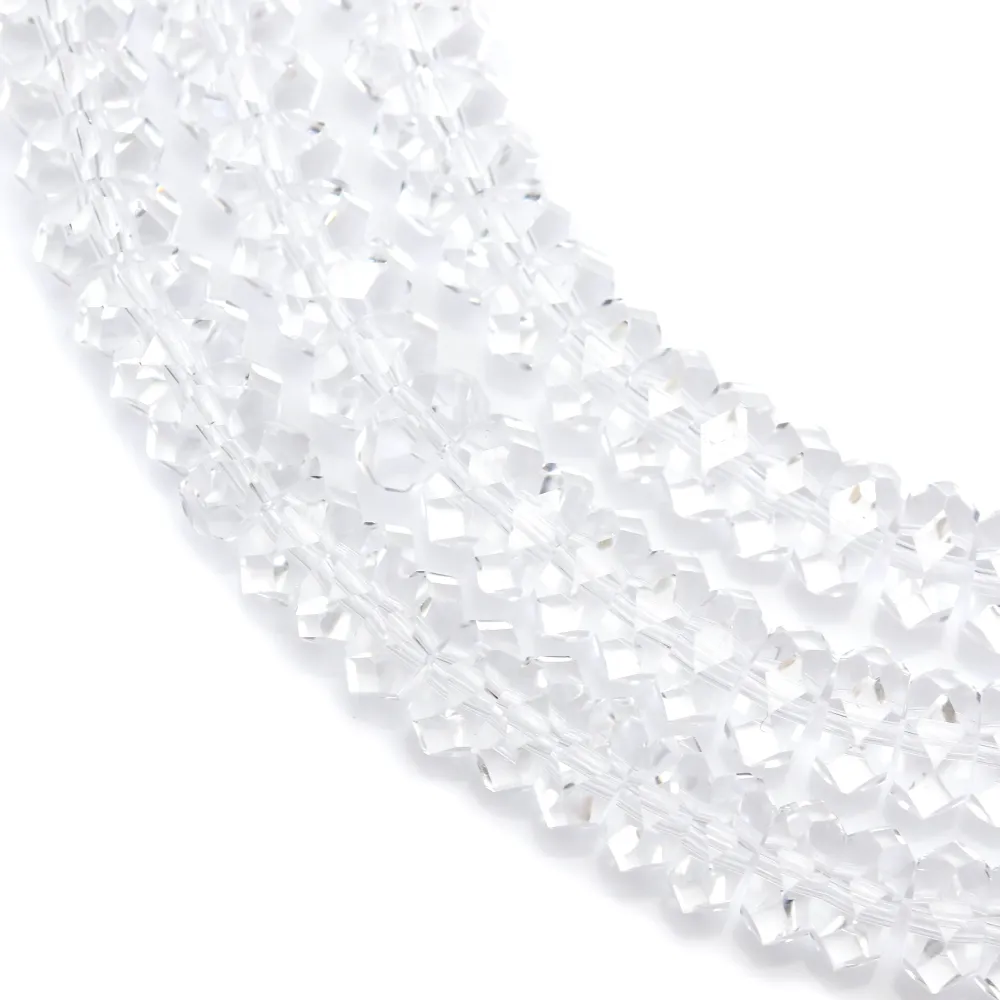 Rock crystal quartz faceted rondelle 4x7mm x 40cm