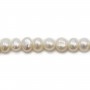 White oval freshwater pearls on thread 4-5mm x 40cm