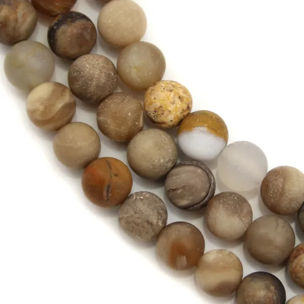 Wood opalite matte round 8mm x 40cm