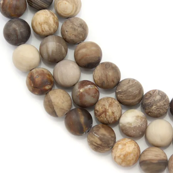 Wood opalite matte round 10mm x 40cm