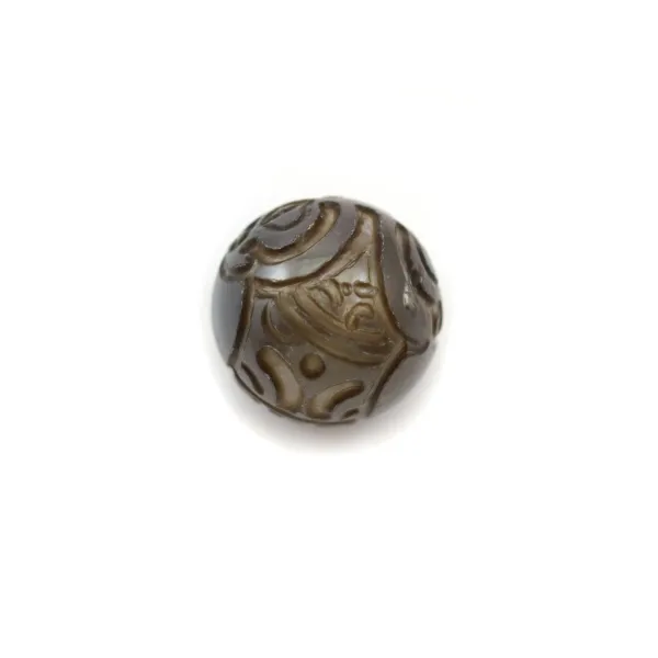 Tahitian cultured pearl, round carved, 12-13mm, D x 1pc