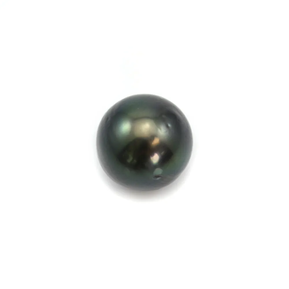 Perle De Tahiti Naturelle Noire Verte Ronde 8,00 Mm - Brin De Perle Japonaise De Qualité