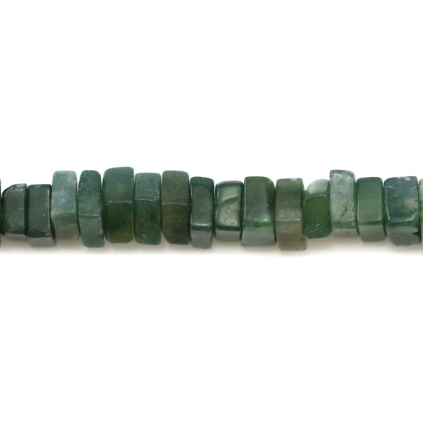 Agate mousse, en forme de rondelle carré, 2.5 * 4.5mm x 40cm