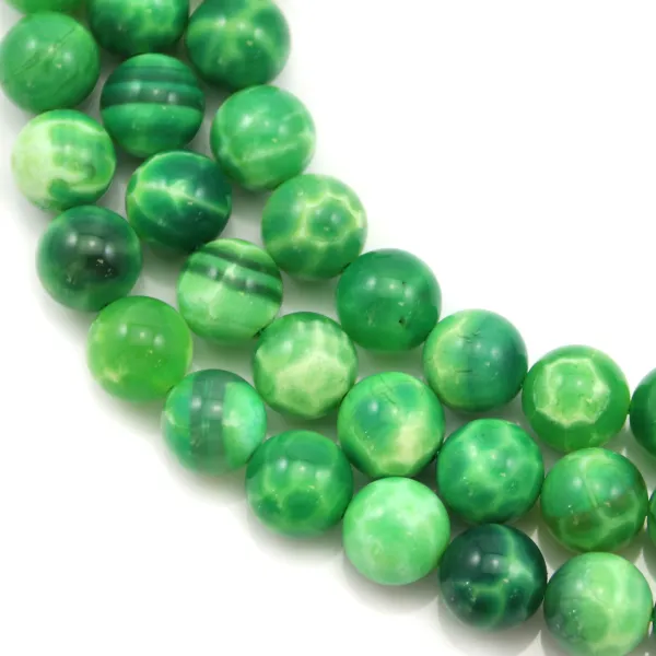 Ágata pavão verde redonda, 10 mm x 39 cm