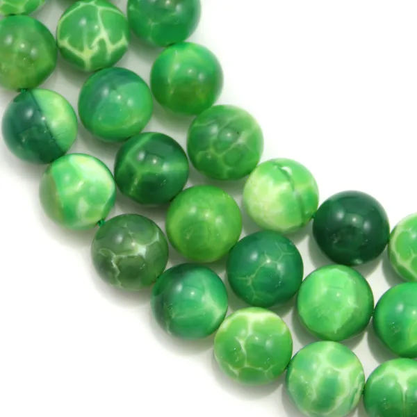 Ágata pavão verde redonda, 12 mm x 39 cm