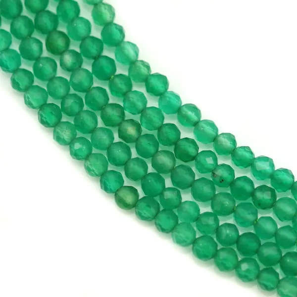 Verde ágata, redonda facetada, 2mm x 39cm