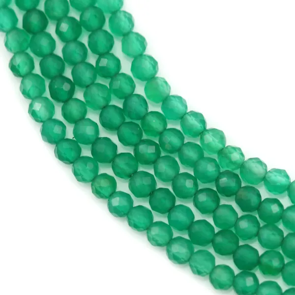 Verde ágata, facetada redonda, 3mm x 40cm