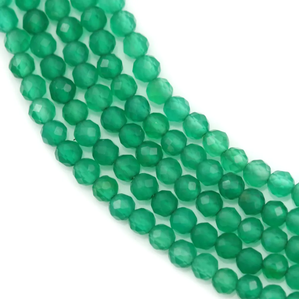 Agate vert rond facette 