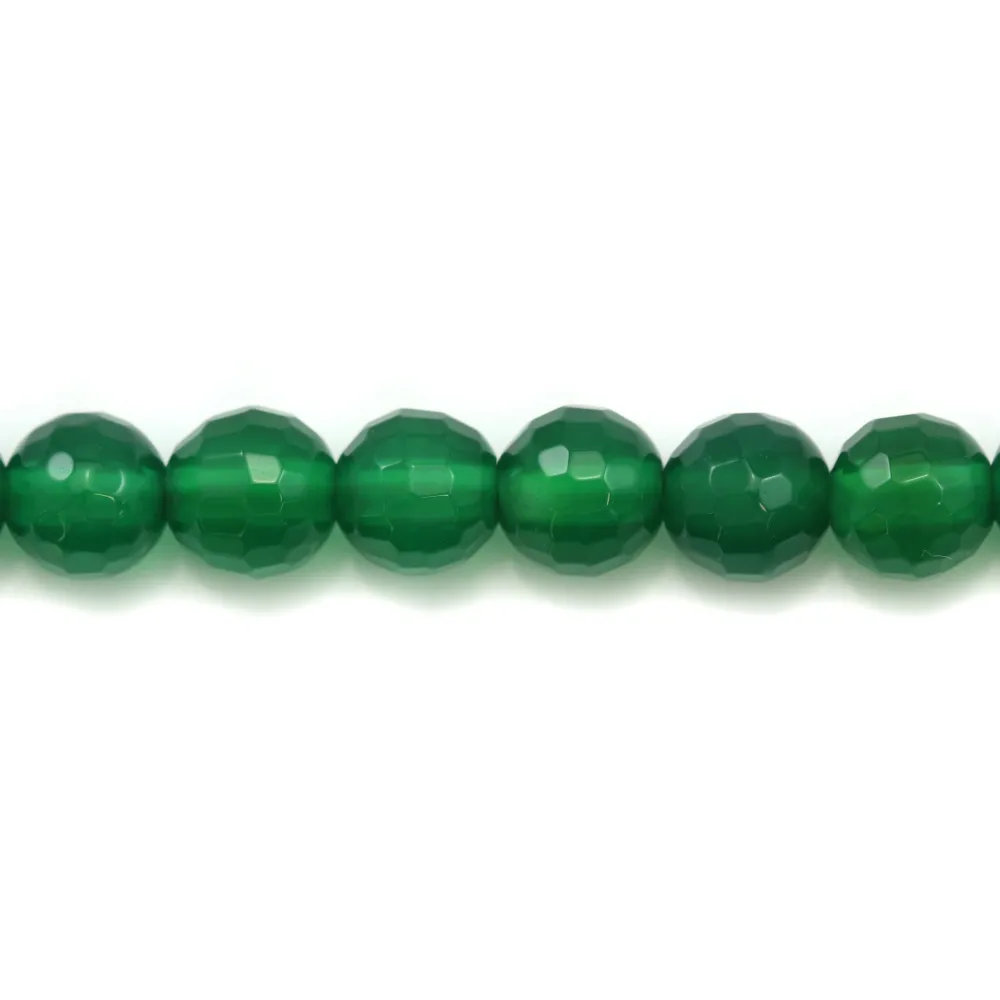 Agate vert rond facette 8mm x 5 st