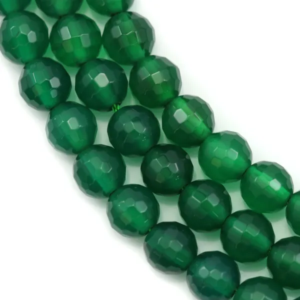 Ágata verde, facetada redonda, 8 mm x 38 cm
