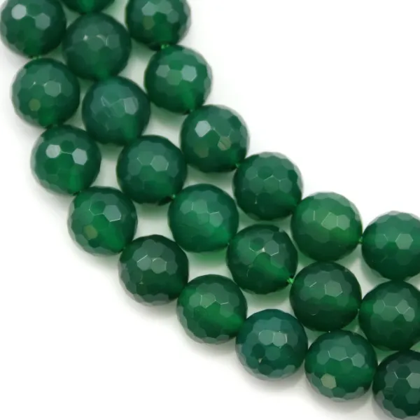 Ágata verde, redonda facetada, 10mm x 37cm