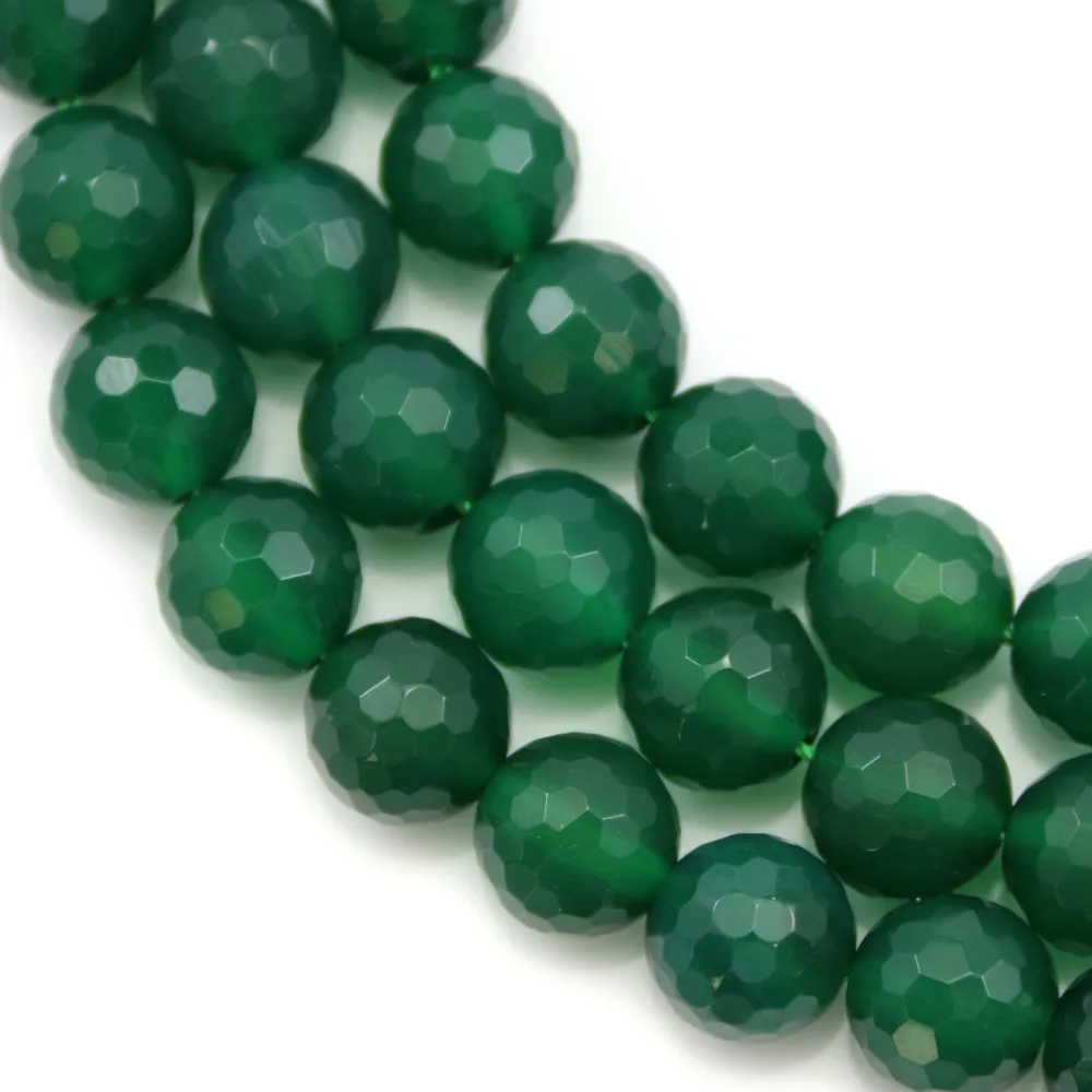 Agate vert rond facette 
