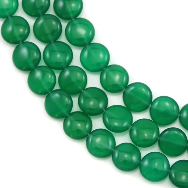 Verde ágata, redondo plano, 10mm x 40cm
