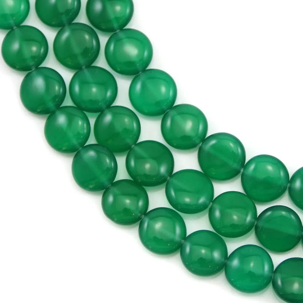Agate verte goutte plat 6x8mm x 40cm