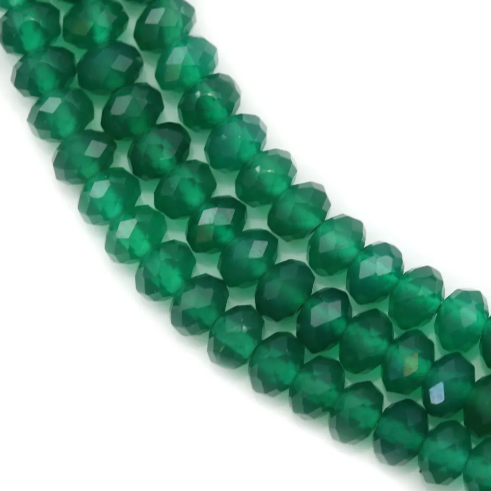 Agate verte rondelle facettée 2.9x4mm x 39cm