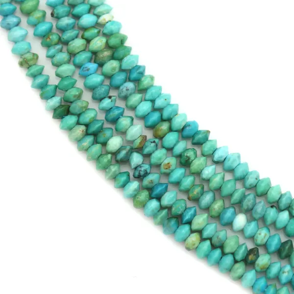 Turquoise rondelle boulier facette 1.3x2mm sur fil 39cm